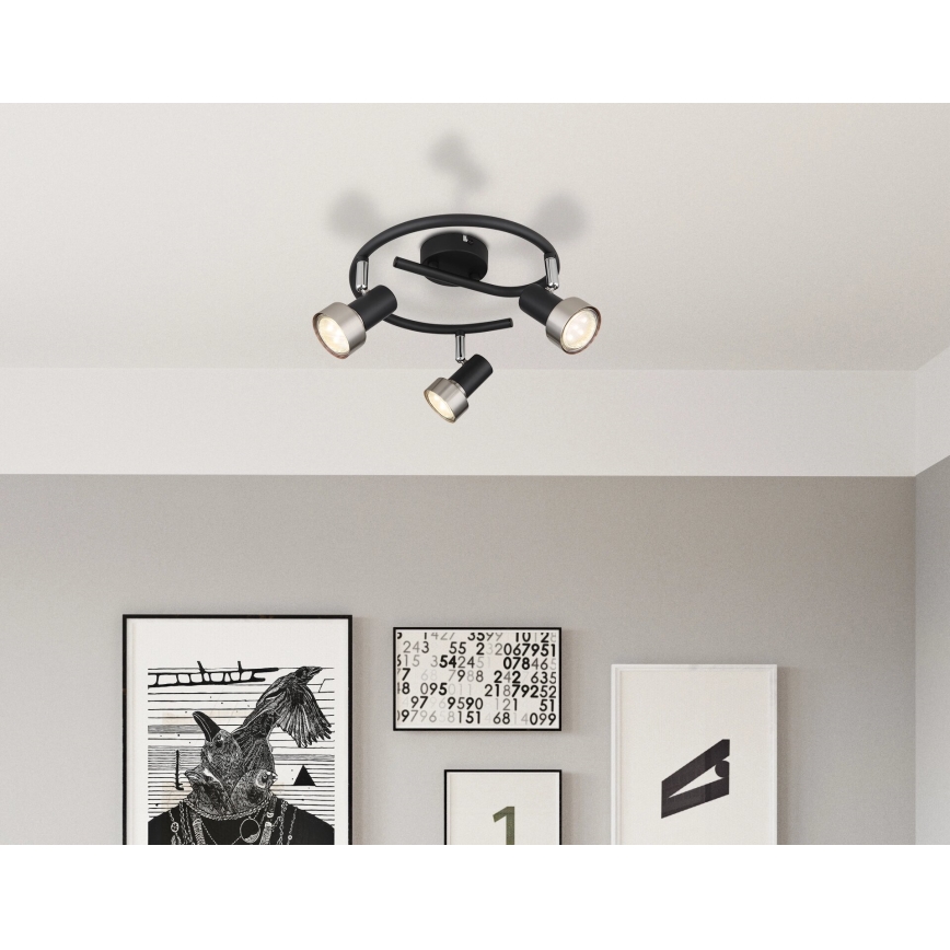 Globo - Spot  3xGU10/25W/230V zwart/zilver