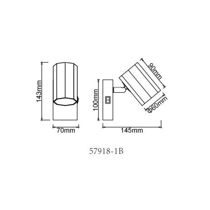 Globo - Wandspot 1xGU10/25W/230V zwart