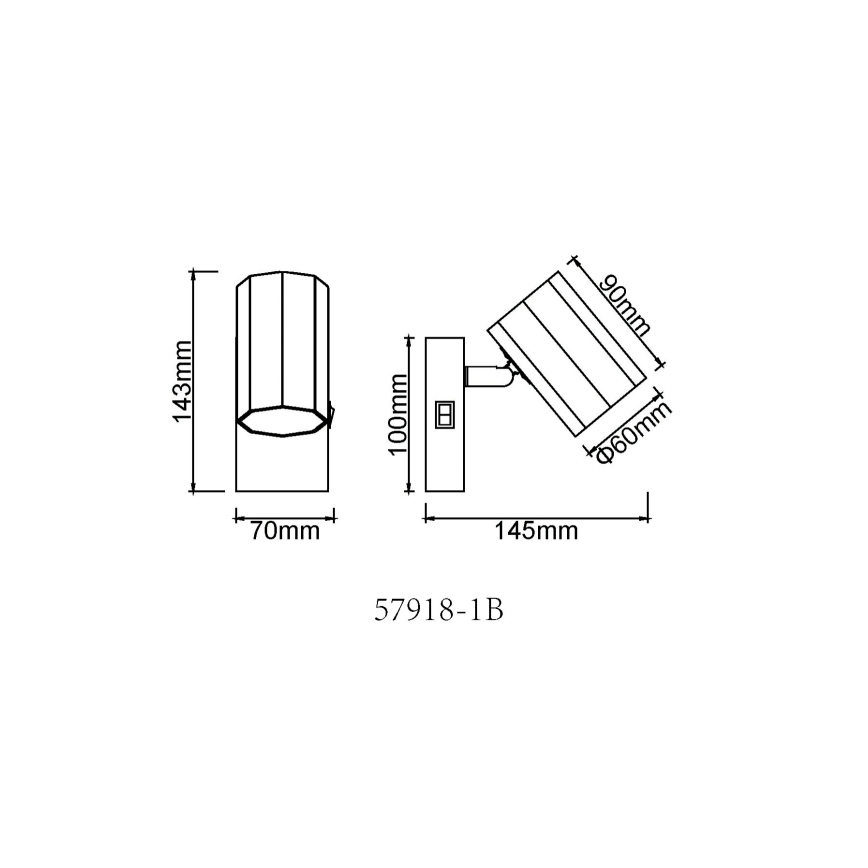 Globo - Wandspot 1xGU10/25W/230V zwart