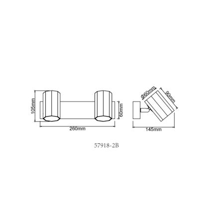 Globo - Spot 2xGU10/25W/230V zwart