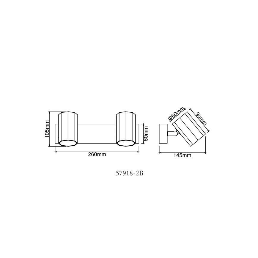Globo - Spot 2xGU10/25W/230V zwart