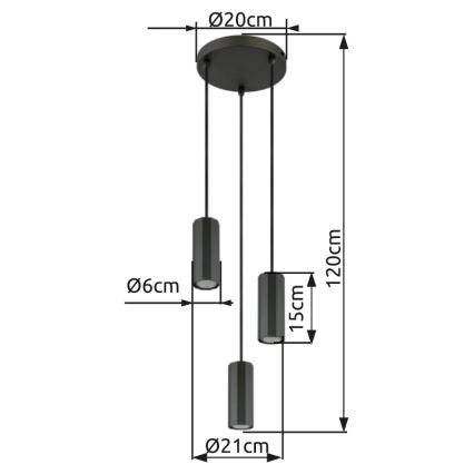 Globo - Hanglamp aan een koord 3xGU10/25W/230V zwart