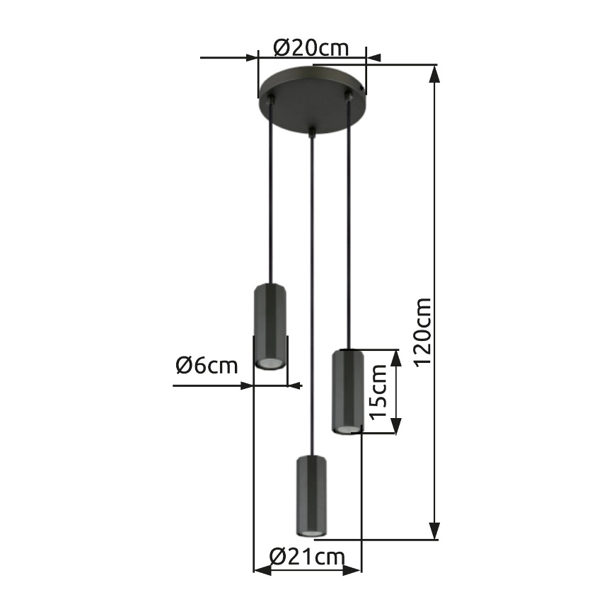 Globo - Hanglamp aan een koord 3xGU10/25W/230V zwart