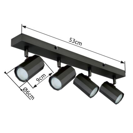 Globo - Spot 4xGU10/25W/230V zwart