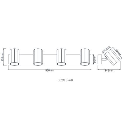 Globo - Spot 4xGU10/25W/230V zwart