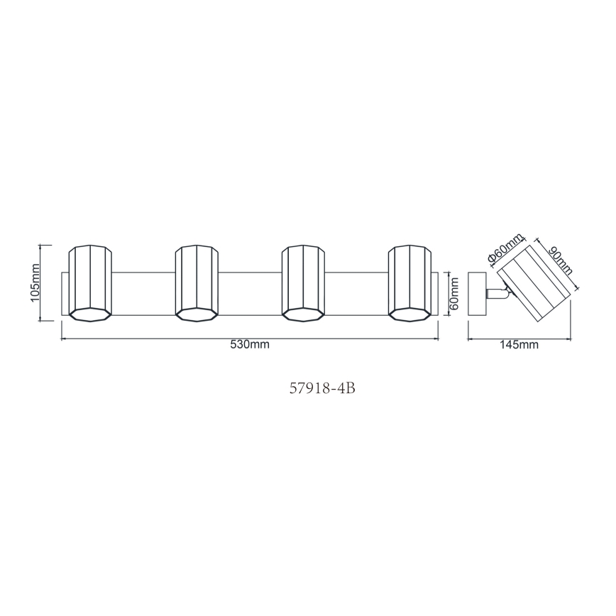 Globo - Spot 4xGU10/25W/230V zwart