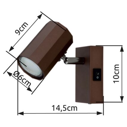 Globo - Wandspot 1xGU10/25W/230V bruin