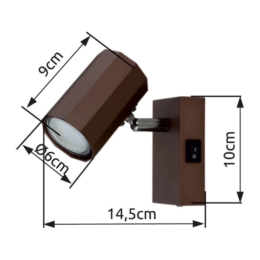 Globo - Wandspot 1xGU10/25W/230V bruin