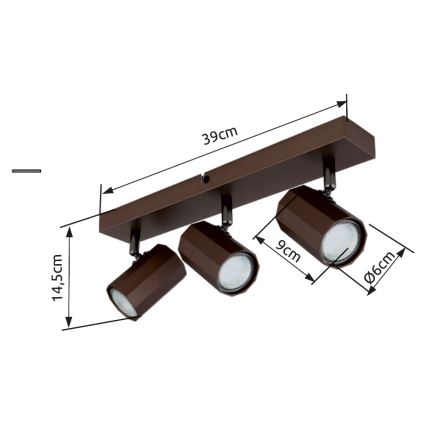 Globo - Spot 3xGU10/25W/230V bruin
