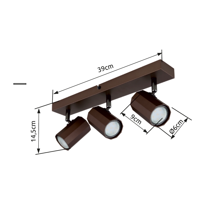 Globo - Spot 3xGU10/25W/230V bruin