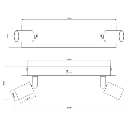 Globo - Spot 2xGU10/35W/230V zwart/messing