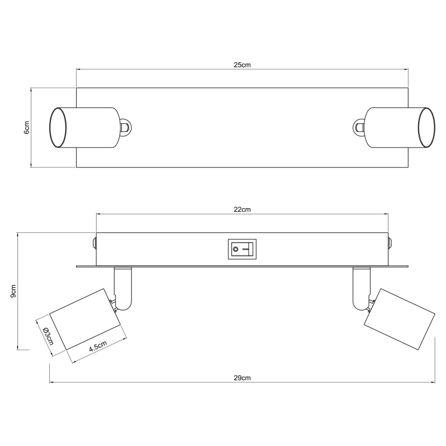 Globo - Spot 2xGU10/35W/230V zwart/messing