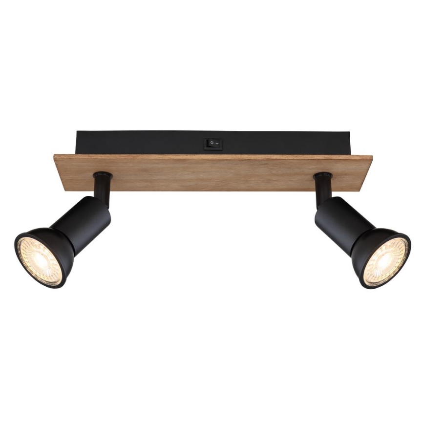 Globo - Spot 2xGU10/35W/230V hout/zwart