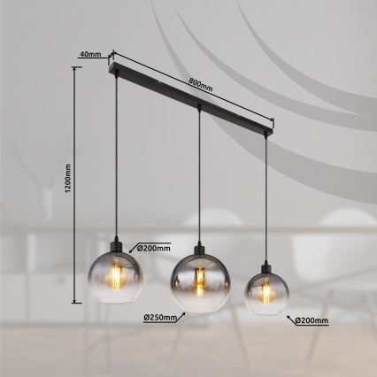 Globo - Hanglamp aan kabel 3xE27/60W/230V