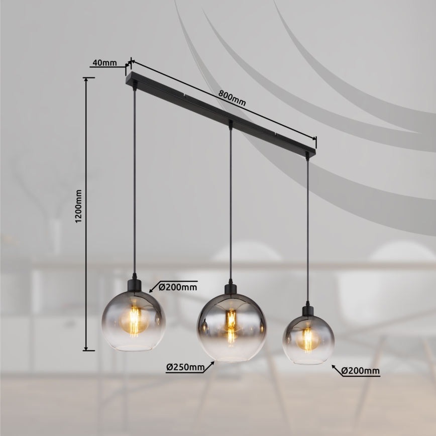 Globo - Hanglamp aan kabel 3xE27/60W/230V
