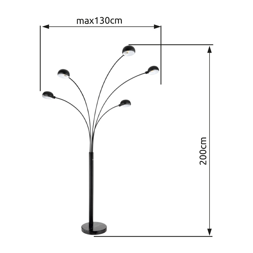 Globo - Staande lamp 5xE14/40W/230V zwart