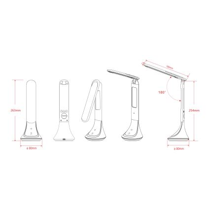 Globo - LED Dimbare oplaadbare tafellamp met een scherm LED/4W/230V 2200 mAh zwart