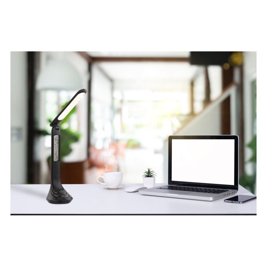 Globo - LED-dimbare oplaadbare tafellamp met display LED/4W/230V 2200 mAh zwart