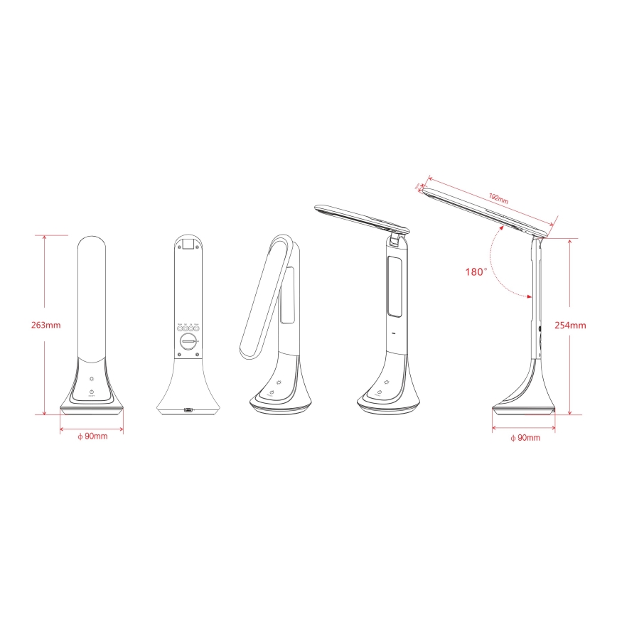 Globo - LED-dimbare oplaadbare tafellamp met display LED/4W/230V 2200 mAh zwart