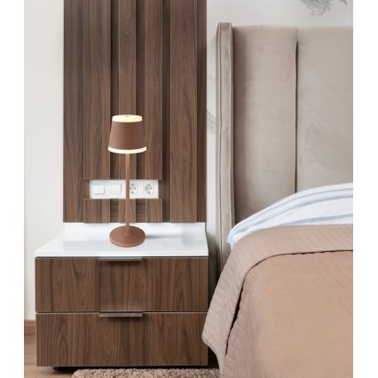 Globo - LED Dimbare Oplaadbare Touch Tafellamp LED/4,6W/3,7V 3000K 1800mAh bruin IP54