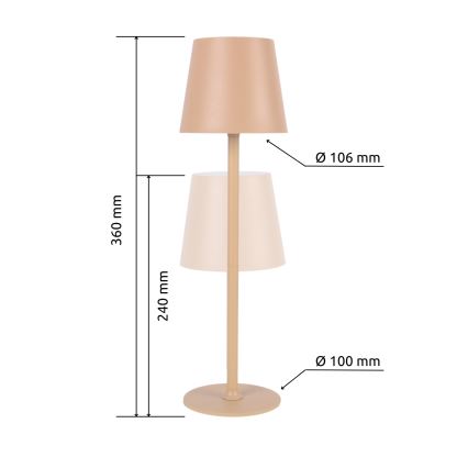 Globo - LED Dimbaar aanraken buitenshuis lamp LED/3W/3,7V IP44 1800 mAh USB beige