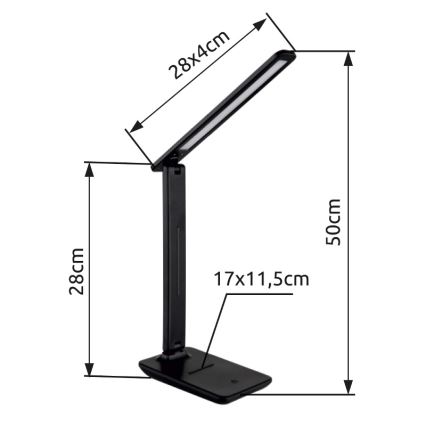 Globo - LED Dimbare touch tafellamp LED/5W/230V 2700/4000/6500K zwart