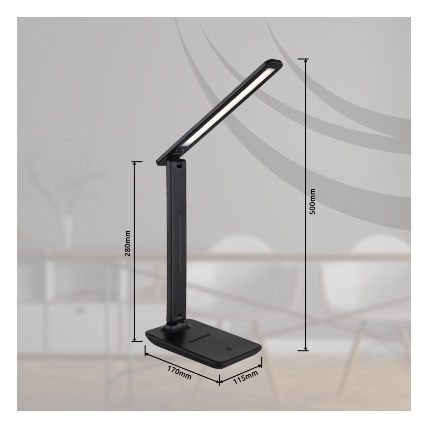 Globo - LED Touch dimbaar oplaadbaar tafellamp LED/5W/5V 2700/4000/6500K 1800 mAh zwart
