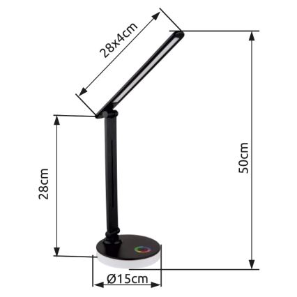 Globo - LED RGBW Dimbare touch tafellamp LED/5W/230V + LED/2W 2700K/4000K/6500K zwart