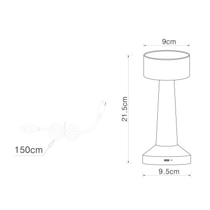 Globo - Dimbaar LED touch tafellampje LED/1W/3,7V 2700K/4000K/6500K 800 mAh USB goud