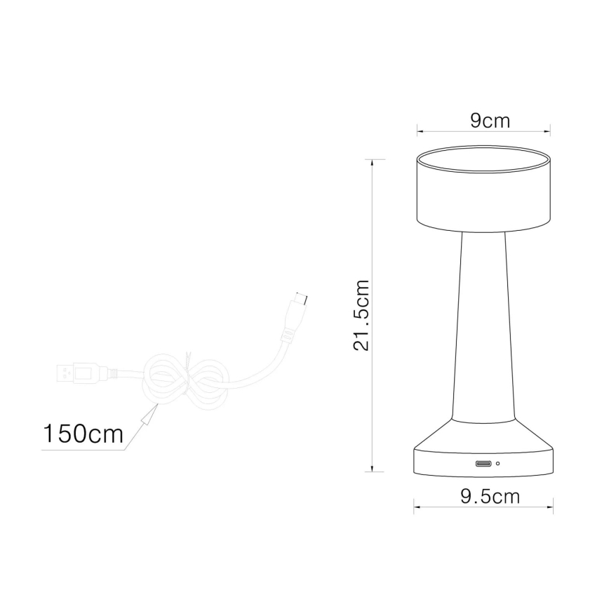 Globo - Dimbaar LED touch tafellampje LED/1W/3,7V 2700K/4000K/6500K 800 mAh USB goud