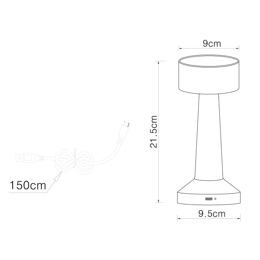 Globo - Dimbaar LED touch tafellampje LED/1W/3,7V 2700K/4000K/6500K 800 mAh USB mat chroom