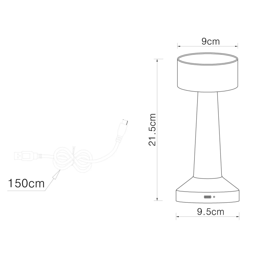 Globo - Dimbaar LED touch tafellampje LED/1W/3,7V 2700K/4000K/6500K 800 mAh USB wit