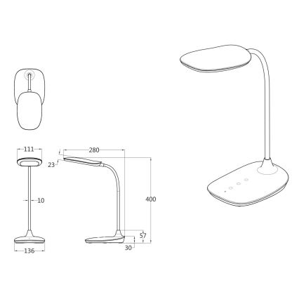 Globo - Dimbaar LED touch tafellampje LED/9W/230V 3000K/4000K/6500K CRI 90 zwart