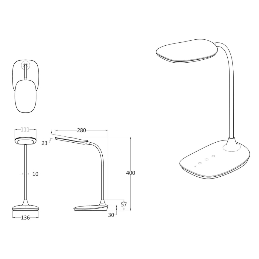 Globo - Dimbaar LED touch tafellampje LED/9W/230V 3000K/4000K/6500K CRI 90 zwart