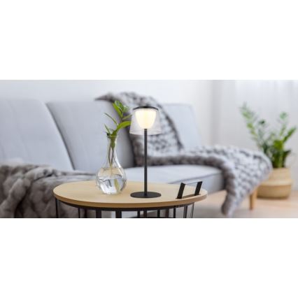 Globo - LED Dimbaar aanraken buitenshuis tafellamp LED/1,8W/5V IP44 1800 mAh zwart/doorzichtig