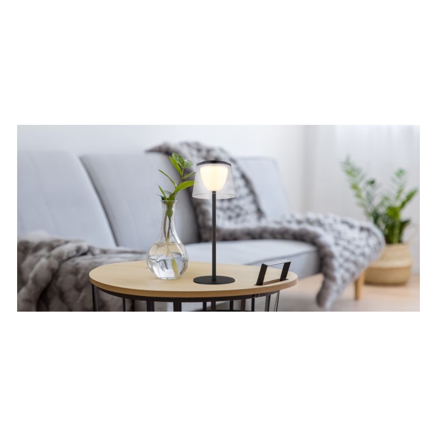 Globo - LED Dimbaar aanraken buitenshuis tafellamp LED/1,8W/5V IP44 1800 mAh zwart/doorzichtig