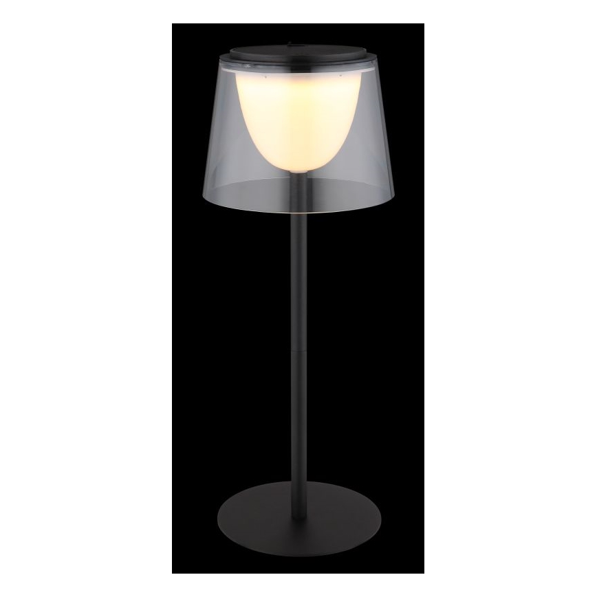 Globo - LED Dimbaar aanraken buitenshuis tafellamp LED/1,8W/5V IP44 1800 mAh zwart/doorzichtig