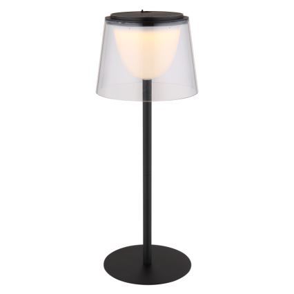 Globo - LED Dimbaar aanraken buitenshuis tafellamp LED/1,8W/5V IP44 1800 mAh zwart/doorzichtig