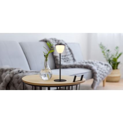 Globo - LED Dimbaar aanraken buitenshuis tafellamp LED/1,8W/5V IP44 1800 mAh zwart/gerookt