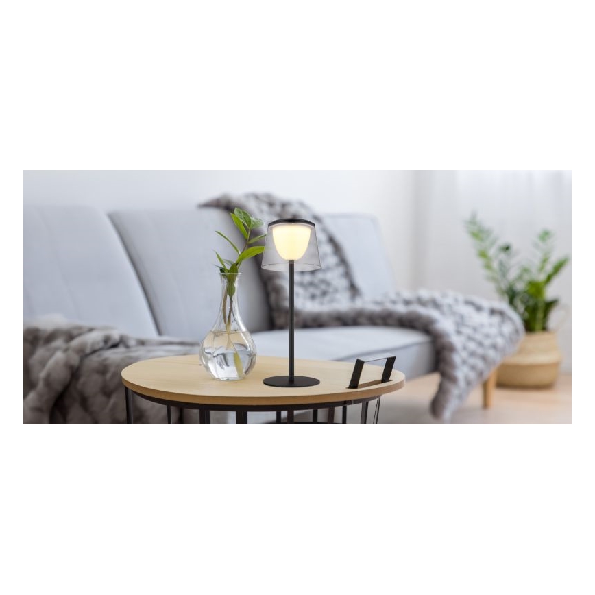 Globo - LED Dimbaar aanraken buitenshuis tafellamp LED/1,8W/5V IP44 1800 mAh zwart/gerookt