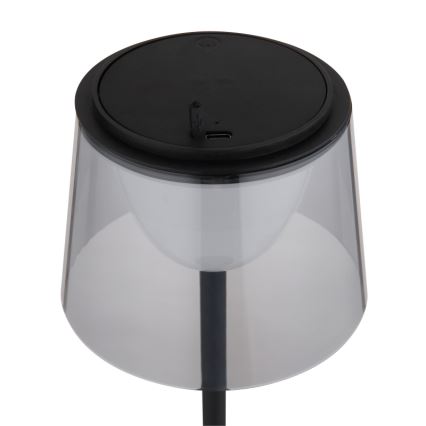 Globo - LED Dimbaar aanraken buitenshuis tafellamp LED/1,8W/5V IP44 1800 mAh zwart/gerookt