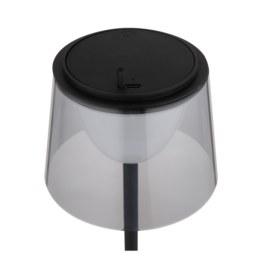 Globo - LED Dimbaar aanraken buitenshuis tafellamp LED/1,8W/5V IP44 1800 mAh zwart/gerookt