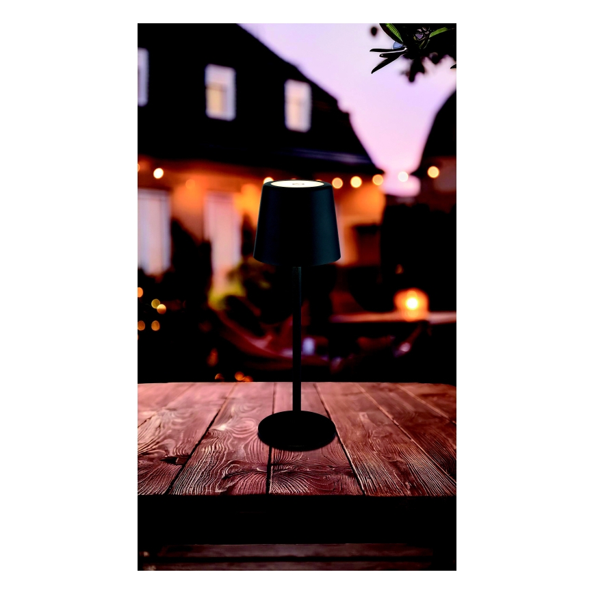Globo - LED Dimbaar buitenshuis aanraken tafellamp LED/2W/5V 3000/4000/6000K 2200 mAh IP44 zwart