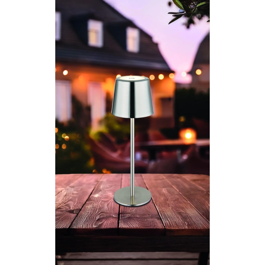 Globo - LED-dimbare aanraakgevoelige oplaadbare tafellamp LED/2W/3,7V 3000/4000/6000K 2200 mAh glanzend chroom