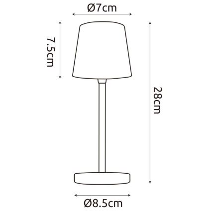 Globo - LED Dimbaar buitenshuis aanraken tafellamp LED/2W/5V 3000/4000/6000K 2200 mAh IP44 wit
