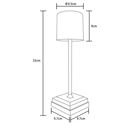 Globo - dimbare LED-tafellamp met touchbediening, oplaadbaar, LED/1,5W/5V 2200 mAh, zwart