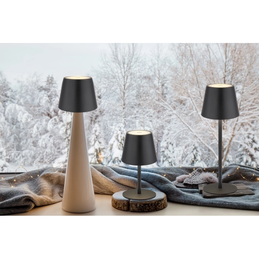 Globo - Dimbare aanraakbare oplaadbare buiten tafellamp 3-in-1 LED/3W/5V 3000/4000/5000K IP54 1800 mAh zwart