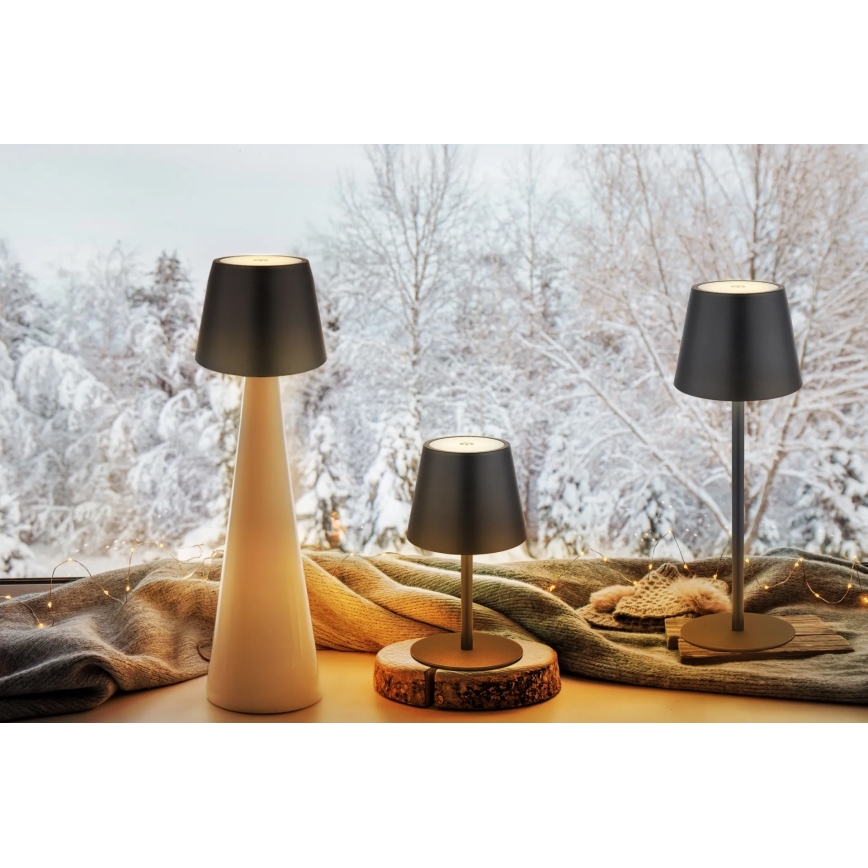 Globo - Dimbare aanraakbare oplaadbare buiten tafellamp 3-in-1 LED/3W/5V 3000/4000/5000K IP54 1800 mAh zwart
