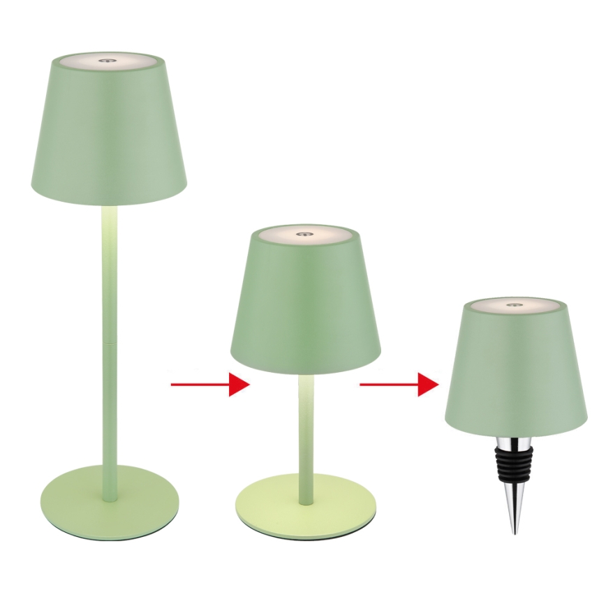 Globo - Dimbare LED aanraak- en oplaadbare buitentafellamp 3-in-1 LED/3W/5V 3000/4000/5000K IP54 1800 mAh groen