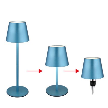 Globo - Dimbare oplaadbare buitentafellamp met aanraakbediening 3-in-1 LED/3W/5V 3000/4000/5000K IP54 1800 mAh blauw